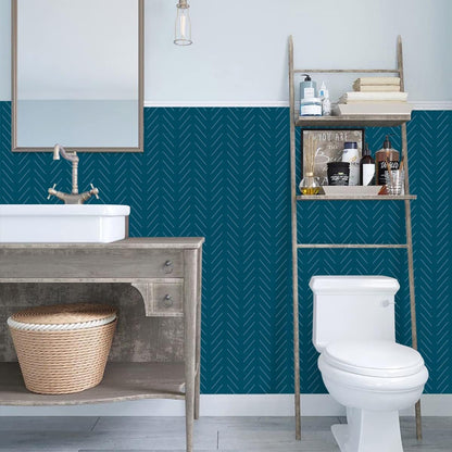 Erfoni Black and White Peel and Stick Wallpaper Modern Herringbone Contact Paper Bathroom 17.7inch x 118.1inch Geometric Removable Wallpaper Peel and Stick Self Adhesive Contact Paper for Accent Wall