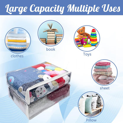 25Pcs Clear Vinyl Zippered Storage Bags - Blanket & Bed Sheet Organizer for Closet Linen & Sweater