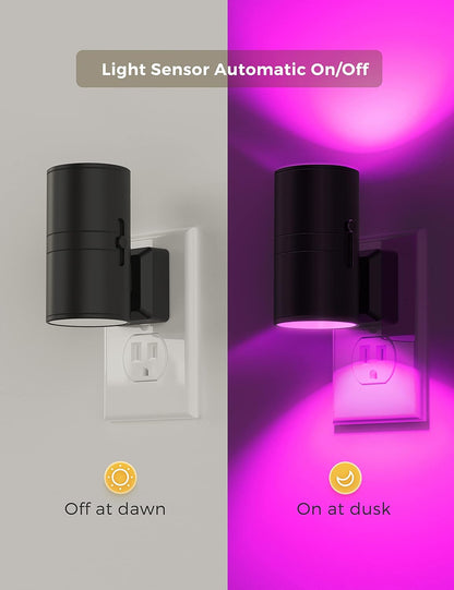 L LOHAS LED Night Light Plug in, Modern Night Lights Plug into Wall, Dusk to Dawn Sensor, Soft White 3000K, 0-100LM Adjustable Brightness, Dimmable Night Lights for Hallway Bedroom Stairway, 2 Pack