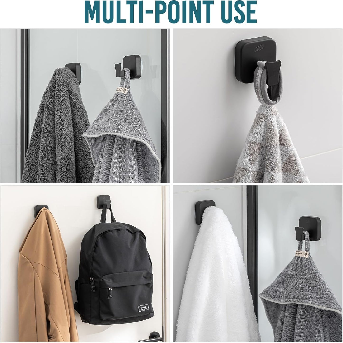 TAILI Suction Cup Razor Holder in Shower 2 Pack, Towel, Loofah, Shaver Holder for Bathroom Wall, Powerful Suction Cup Shower Hooks, Easy to Install and Reuse, White