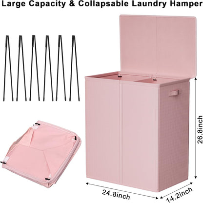 WOWLIVE 180L Laundry Hamper with Lid 3 Section,Large Laundry Basket with Removable Bags and Handles,Collapsible Dirty Clothes Hampers for Laundry,Laundry Basket Organizer for Laundry Room,Dorm,Beige