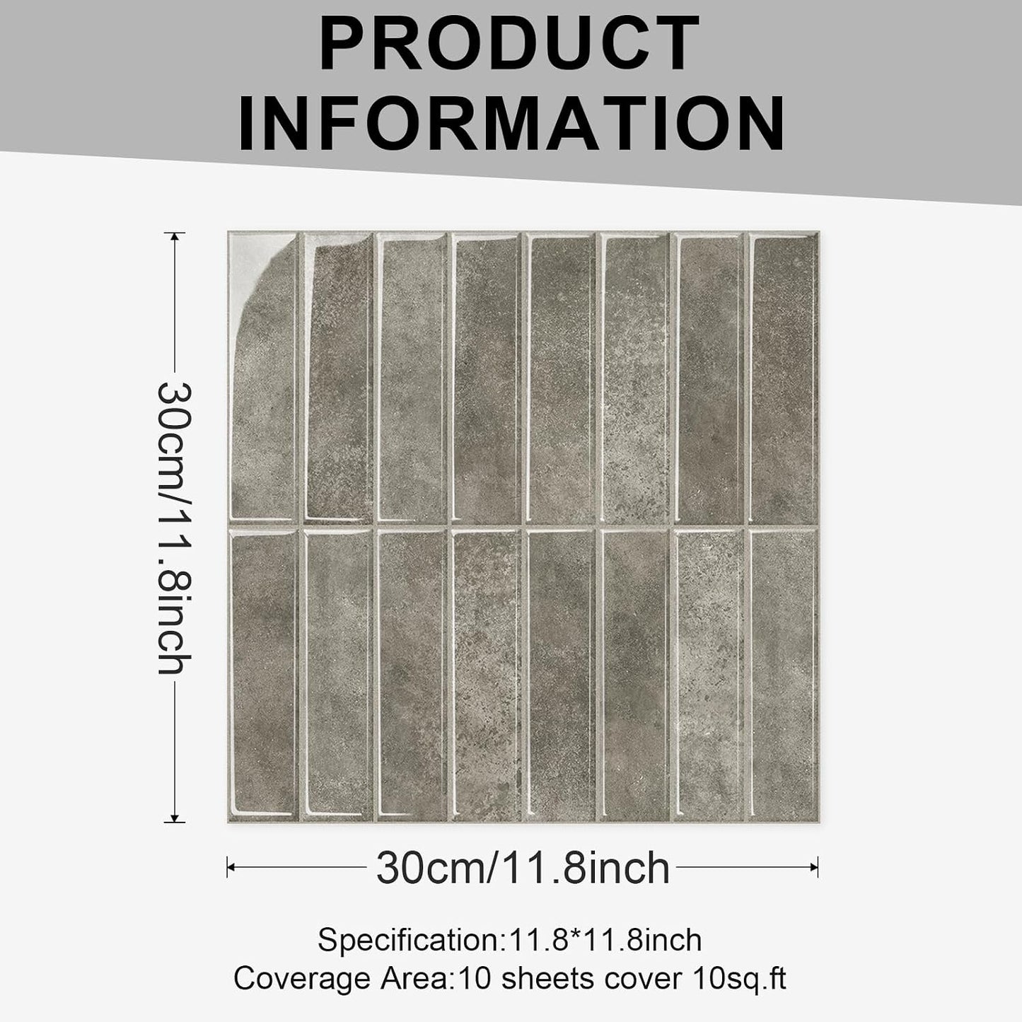 10 Sheets Thicker Design Peel and Stick Backsplash, Self Adhesive Wall Tiles, Stick on Backsplash for Kitchen and Bathroom, 11.8"x11.8",Beige