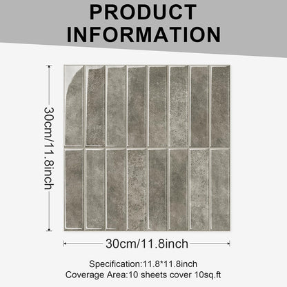 10 Sheets Thicker Design Peel and Stick Backsplash, Self Adhesive Wall Tiles, Stick on Backsplash for Kitchen and Bathroom, 11.8"x11.8",Beige