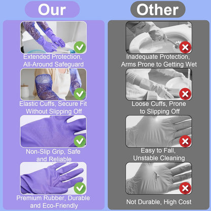 XANGNIER Long Gloves for Cleaning Bathroom,Waterproof Chemical Resistant Gloves Elbow Length,Pvc Full Arm Men & Women Reusable Glove for Gardening,Aquarium,Kitchen,Dishwashing,Household Cleaning,2pair