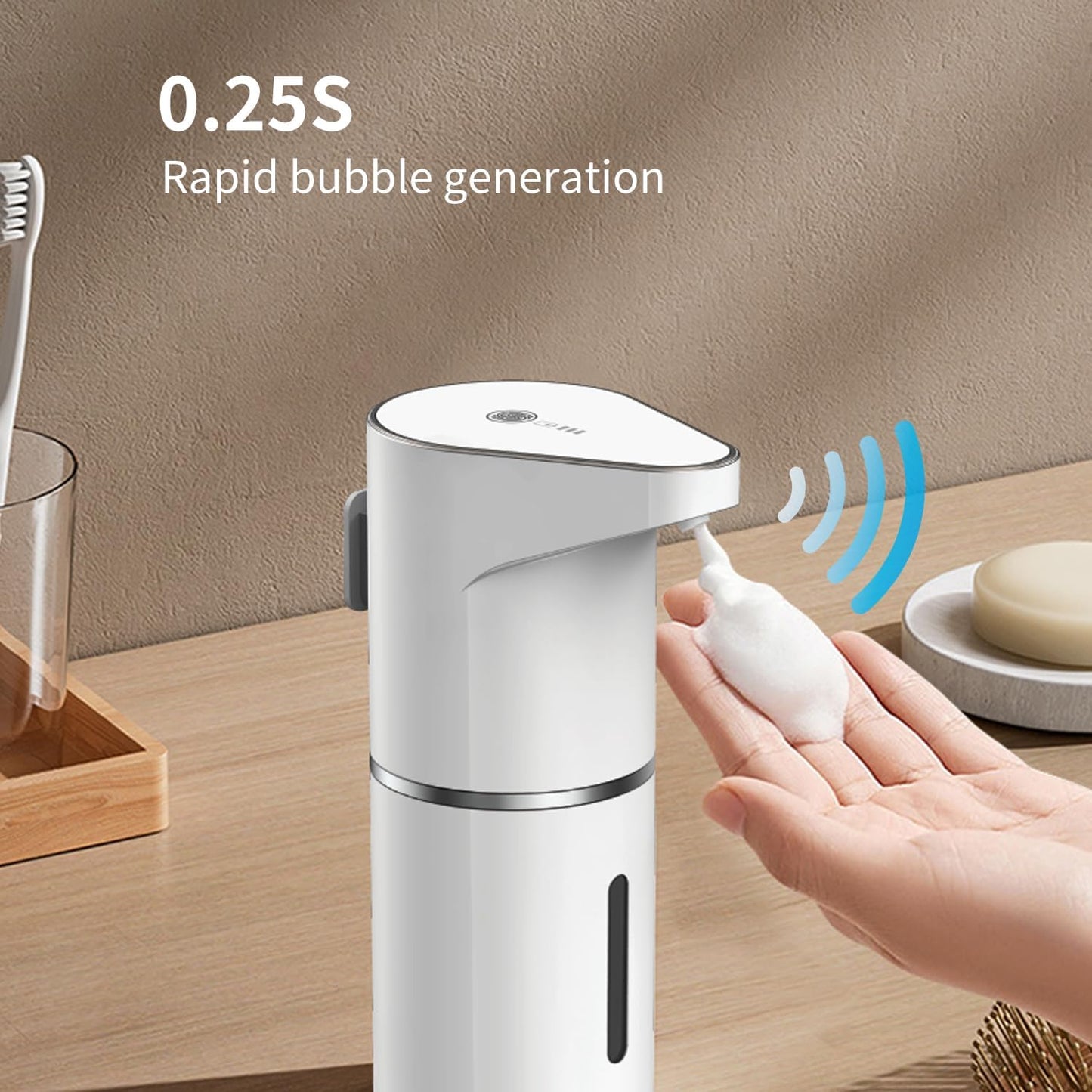 Automatic Foam soap Dispenser, Rechargeable Electric Hand Wash Unit with Motion Sensor, 3 Adjustable Speeds, 350ml Capacity
