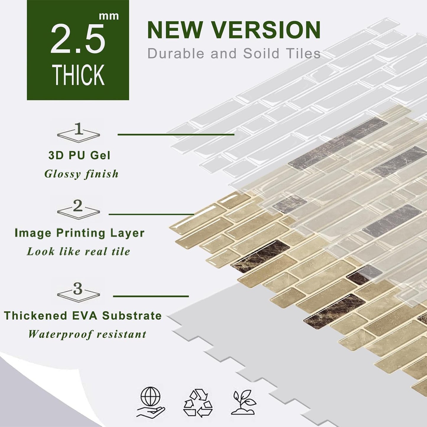 STICKGOO Peel and Stick Backsplash - 10 Sheets of 12”×12” - 3D Self Adhesive Peel and Stick Tile Backsplash for Kitchen & Bathroom