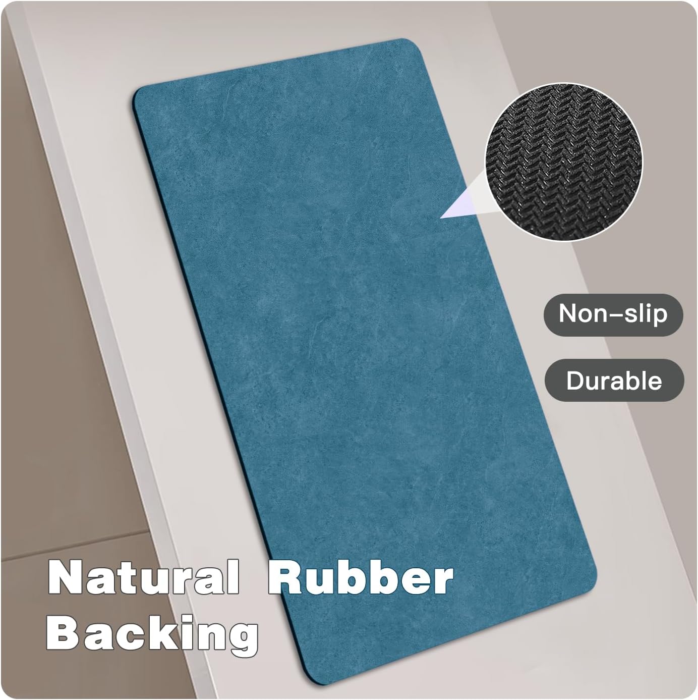 TYUU Bath Mat, Bathroom Rugs Non Slip Washable Thin Absorbent Quick Dry Bath Mat Fits Under Door Bathroom Floor Mat Perfect for Bath, Shower, or Sink 16"x24" Dark Grey