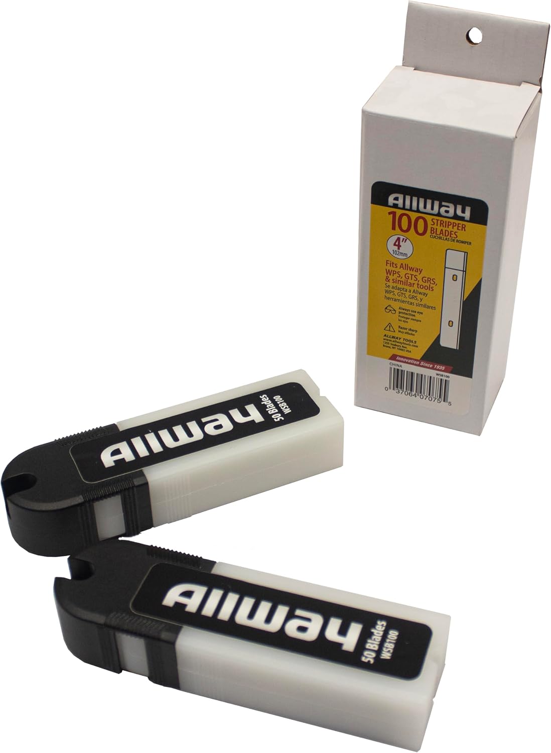 ALLWAY GTS-G Glass & Tile Scraper with Snap-On Blade Guard, 4" | Soft-Grip Handle, Easy Blade Change