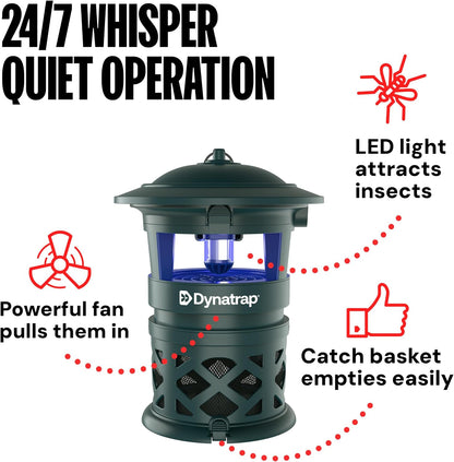 Dynatrap DT1130SR 1/2 Acre Mosquito & Flying Insect Outdoor Trap and Killer – Kills Mosquitoes, Flies, Wasps, Gnats, & Other Flying Insects - Bug Zapper Alternative – Black
