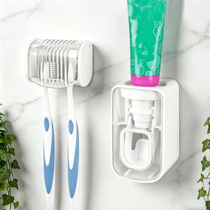 1 Pack Toothbrush Holder Wall Mounted with Cover for Bathroom, 2 Slots Toothbrush Storage Organizer for Shower, Self Adhesive Toothbrush Hanger (Grey)