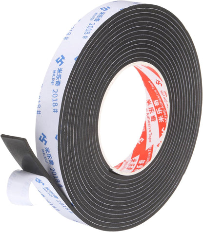 PATIKIL Sponge Rubber Foam Tape, 5/8" W x 1/8" t x 16.4ft l Self-Adhesive Foam Insulation Tape Weather Stripping for Window Door Soundproofing Weatherstrip AC Seal Strip, Black