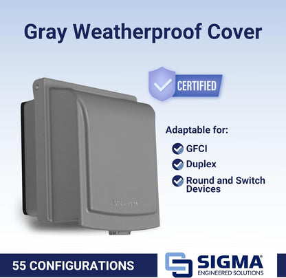 Sigma 14433M Weatherproof 2-Gang While In Use Receptacle Cover, Gray