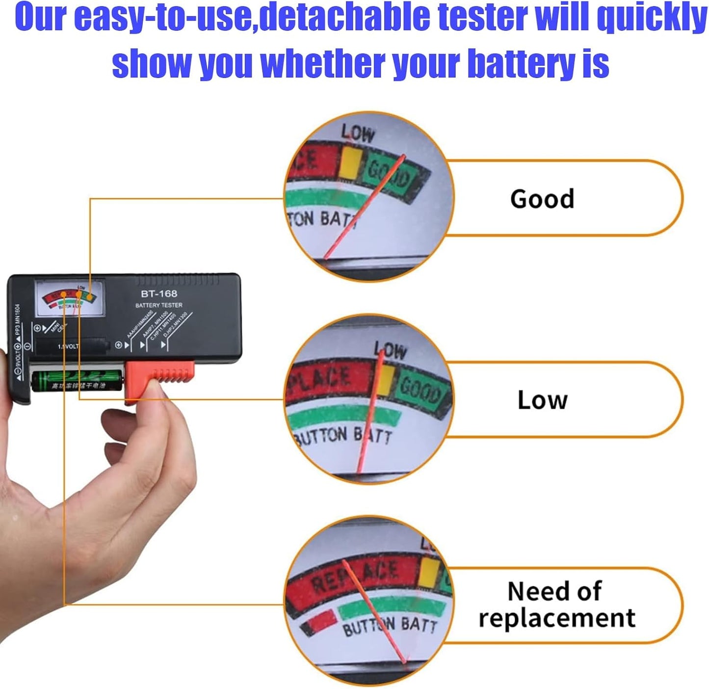 Battery Organizer Storage Case with Tester,Clear Lid Battery Storage Organizer,Holds 93 Batteries Battery Storage Box Battery Carrying Case（Batteries are Not Included）