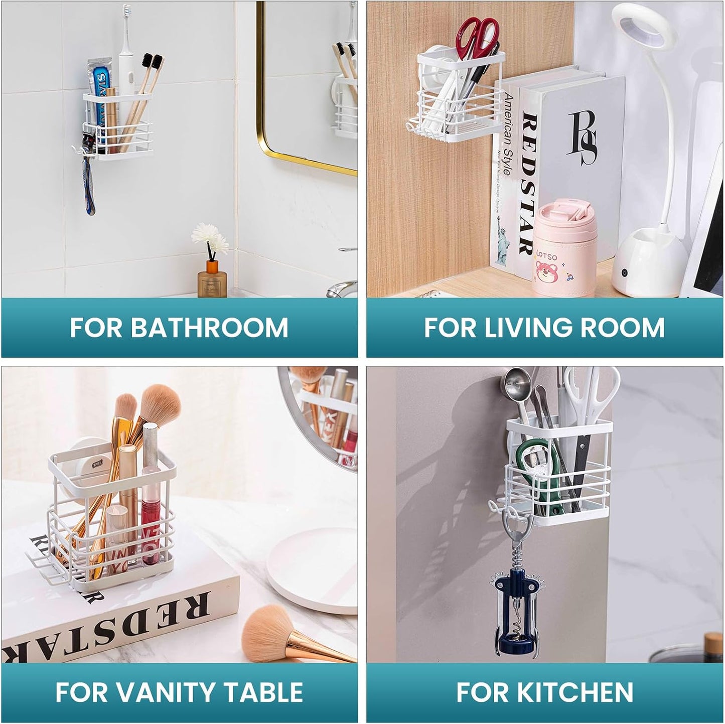 TAILI Upgraded Bathroom Mirror Suction Cup Toothbrush Holder with Razor Hook, Visible Safety Indicator, Large Capacity Inverted Trapezoid Design, Removable Shower Caddy for Toothbrush, Toothpaste, etc