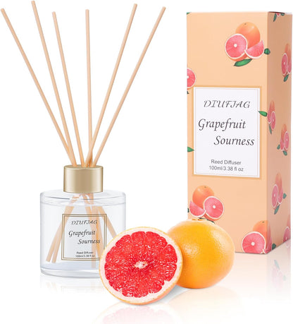 100ml Scent Diffuser with 6 Fiber Sticks, 3.5 oz Reed Diffuser Set Aromatherapy Fragrance Diffusers Air Fresheners for Home Bedroom Bathroom (Coconut)