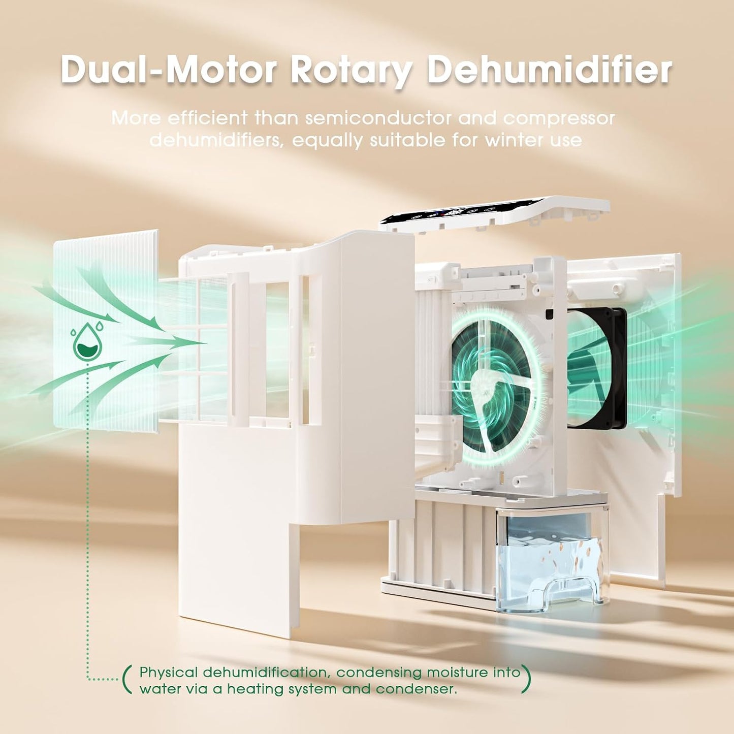 Dehumidifiers for Home, 2000 Sq.Ft Small Dehumidifier with 3.3ft Drain Hose, 2.5L Tank, Timer Sleep Mode, Portable Dehumidifier for Basement, Bedroom, Bathroom (Milk White)