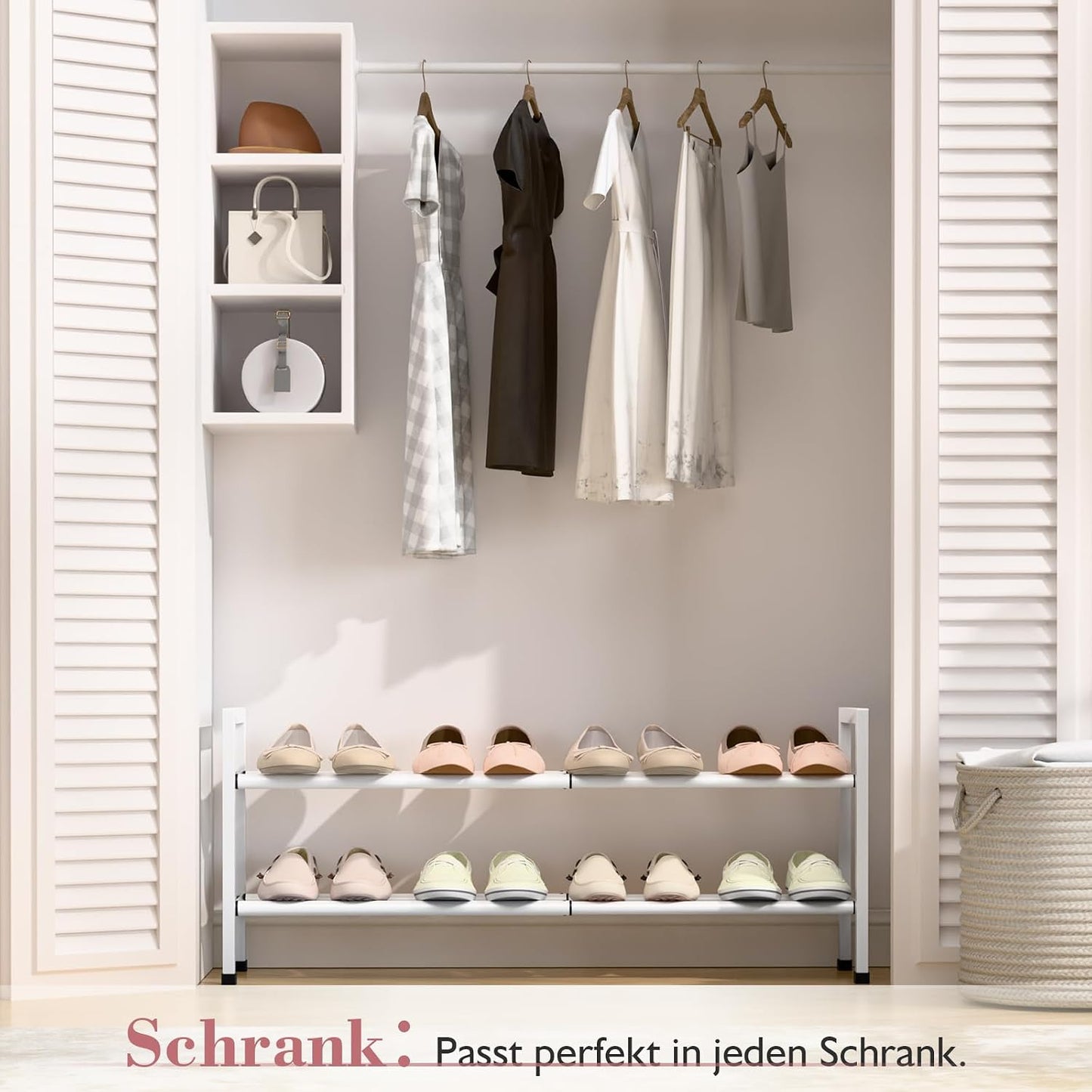 Bumusty 3-Tier Expandable Shoe Rack for Closet, 18“-33” Adjustable Shoe Rack for Small Space, Small Shoe Organizer for Front Door, Sturdy Metal, Black