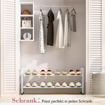 Bumusty 3-Tier Expandable Shoe Rack for Closet, 18“-33” Adjustable Shoe Rack for Small Space, Small Shoe Organizer for Front Door, Sturdy Metal, Black