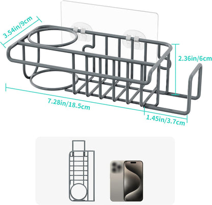 HapiRm 4 in 1 Sink Caddy Sponge Holder, SUS304 Stainless Steel Kitchen Brush Holder and Dish Cloth Hanger, Kitchen Organizers and Storage Essentials - Silver