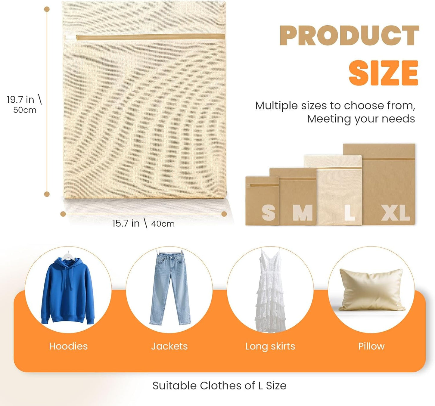 ABRRLO 4Pcs Cotton Mesh Laundry Bags for Delicates,Breathable Mesh Garment Bag for Washing Machine,Travel Wash Bags with Zipper for Bras,Underwear,Socks,Baby Clothes,Laundry Dorm Room Essentials(S)