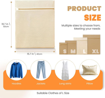 ABRRLO 4Pcs Cotton Mesh Laundry Bags for Delicates,Breathable Mesh Garment Bag for Washing Machine,Travel Wash Bags with Zipper for Bras,Underwear,Socks,Baby Clothes,Laundry Dorm Room Essentials(S)