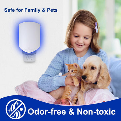 Flying Insect Trap, Plug-in UV Light for Gnats, Fruit Flies and Houseflies, Silent Sticky Catcher for Indoor Use, 1 Device & 3 Refills