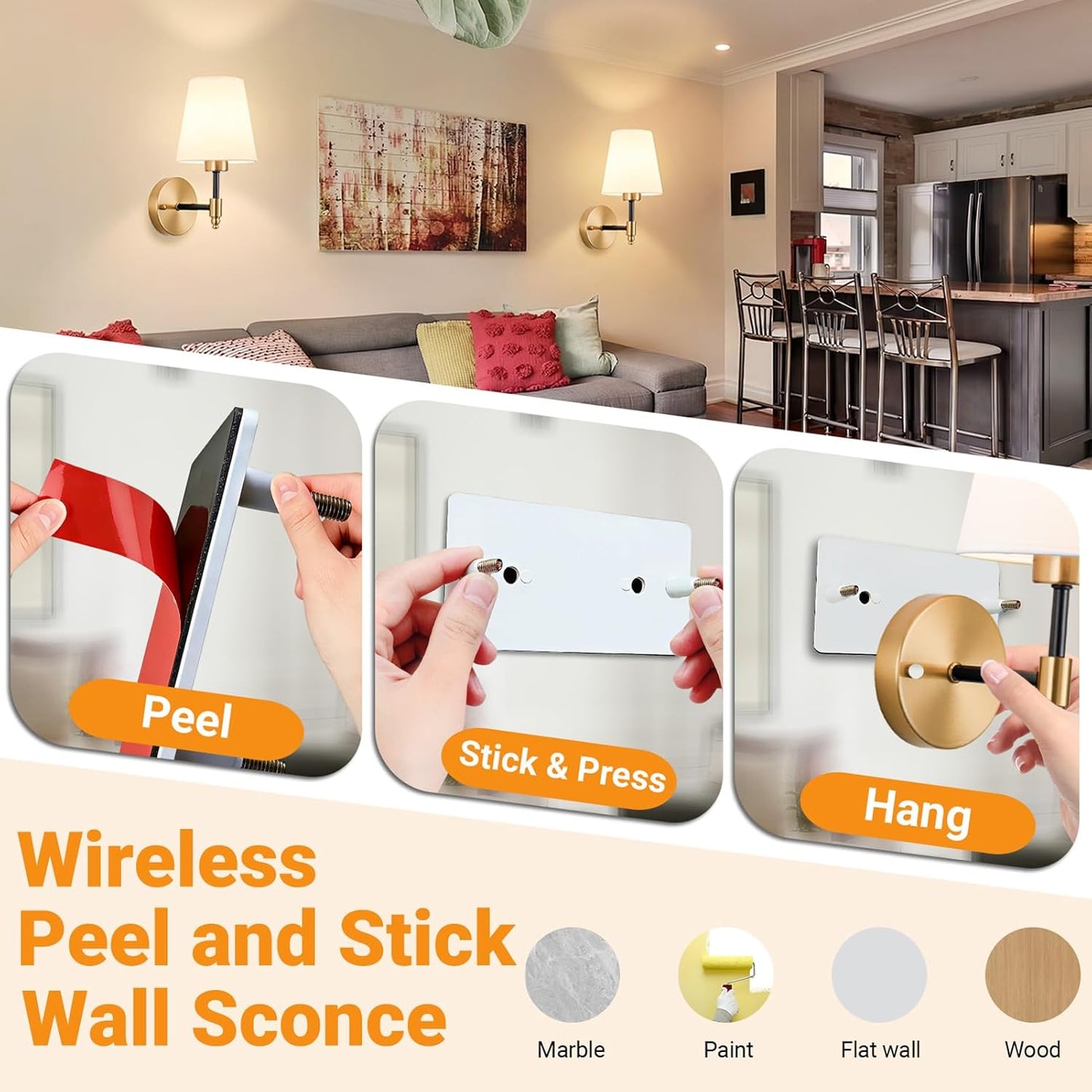 Nekhung Battery Operated Wall Sconces Set of Two, Wireless Battery Wall Light with 10000mAh RGB Dimmable Magnetic Bulb and Remote, Rechargeable Sconce Wall Decor for Bedroom Living Room Hallway