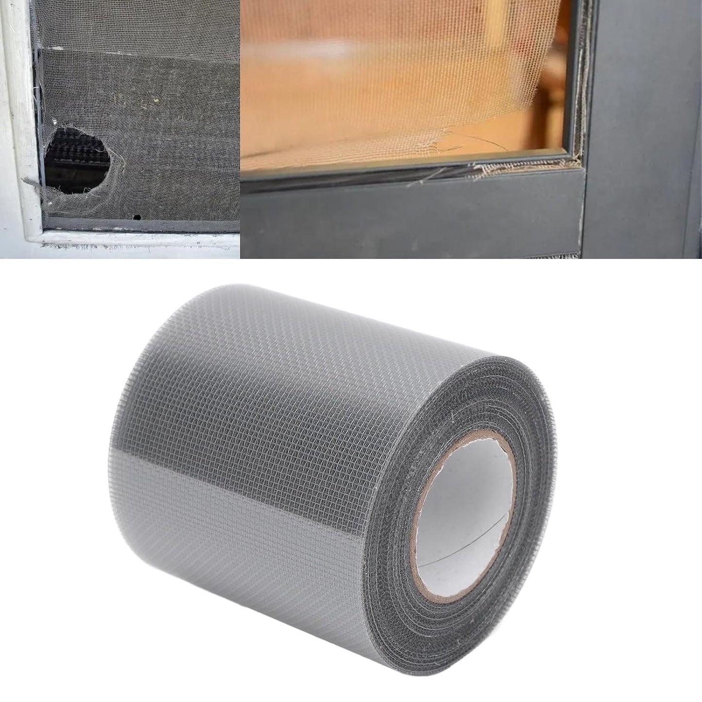 Window Screen Repair Mesh Patch Self Adhesive Tape Roll Strong Sticky Breathable Net Repair Kit for Home Camping Tent Door Bed Screen Quick Fix Solution 80mm x 6.1m (Black)