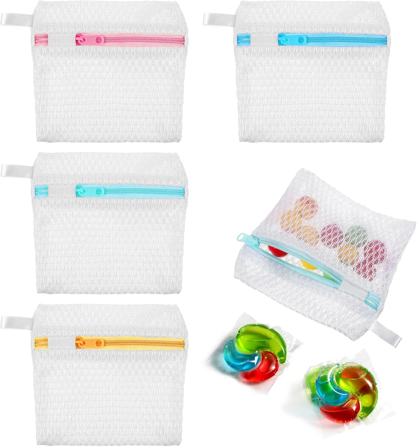 4 PCS Small Laundry Bags Mesh Wash Bags, 4.7×5.1 in Mesh Bag for Laundry Bag for Delicates Durable Zippered Wash Pouch Lingerie Socks Travel
