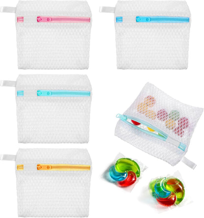4 PCS Small Laundry Bags Mesh Wash Bags, 4.7×5.1 in Mesh Bag for Laundry Bag for Delicates Durable Zippered Wash Pouch Lingerie Socks Travel
