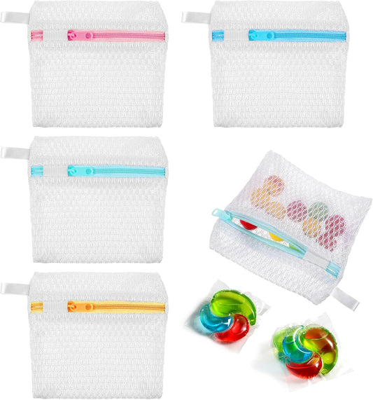 4 PCS Small Laundry Bags Mesh Wash Bags, 4.7×5.1 in Mesh Bag for Laundry Bag for Delicates Durable Zippered Wash Pouch Lingerie Socks Travel