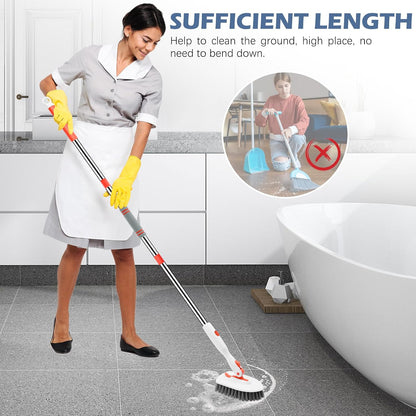 SetSail Tile Tub Scrubber Brush 3-in-1 Shower Scrubber with 52-inch Adjustable Long Handle Shower Cleaner Brush and 3 Detachable Replacement Brush Heads for Cleaning Bathroom Kitchen Walls Tub Tile