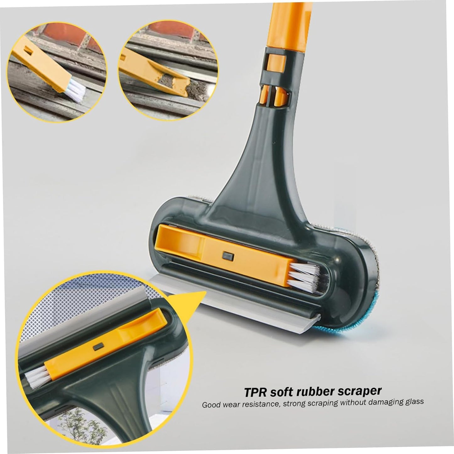 Window Screen Cleaning Brush 3 in 1 Double-Sided Window Screen Cleaner Dry＆Wet Long Handle Washable Window Cleaner Tool 4PCS/Set