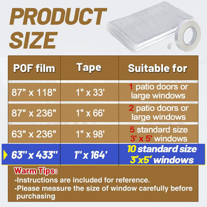 Apipi Patio Door Window Insulation for Winter - 87 x 236 in Thicken Sealing Plastic for Winterizing, Clear Shrink Film Cover Kit with Double-Side Tape for Large Window/ Sliding Door/French Door