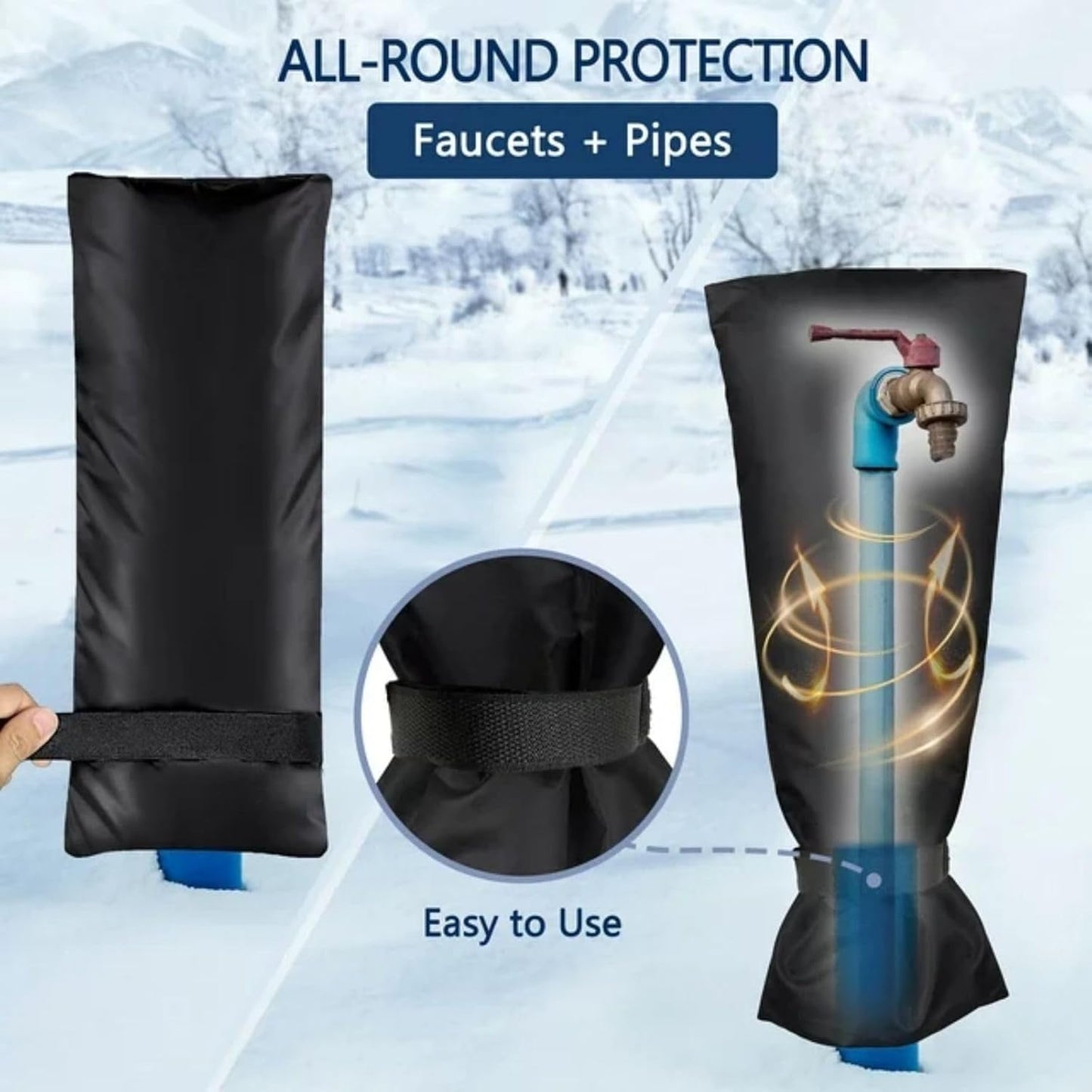 Outdoor Water Faucet Cover for Winter, 25" x 13" Outside Thickened Yard Spigot Cover for Winter Freeze Protection, Reusable Waterproof Faucet Socks