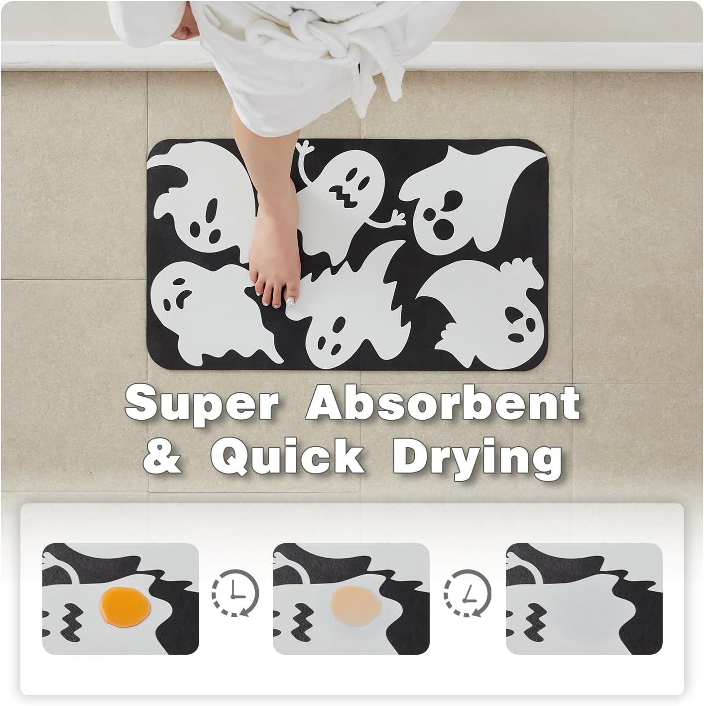 TYUU Bath Mat, Bathroom Rugs Non Slip Washable Thin Absorbent Quick Dry Bath Mat Fits Under Door Bathroom Floor Mat Perfect for Bath, Shower, or Sink 16"x24" Dark Grey