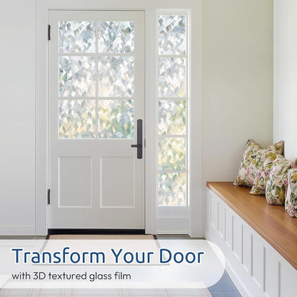 rabbitgoo Privacy Window Film Non Adhesive Frosted Glass Sun Blocking Self Static Cling Decorative for Home Kitchen Living Room, Removable and Reusable, 17.5 X 78.7 inches