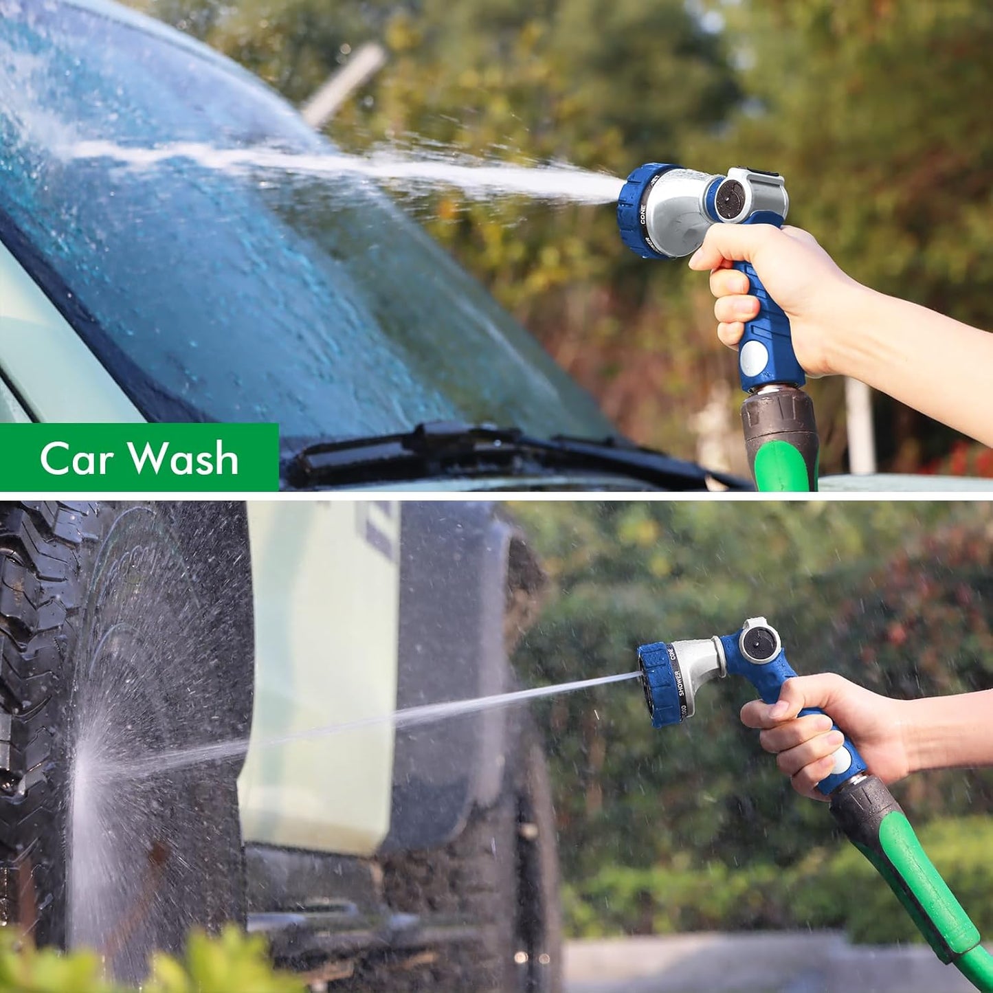 RESTMO Heavy Duty Hose Nozzle, Metal Garden Water Hose Sprayer with 7 Watering Patterns, Thumb Control, On Off Valve, High Pressure Nozzle Sprayer for Watering Plants, Car and Pet Washing, Bronze