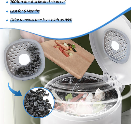 Odor Filter Trash Can Deodorizer: Activated Charcoal & Scent Beads, Stick-On Odor Eliminator for Trash Can, Diaper Pail, Compost Bin, Refrigerator, 2 Pack, Long Lasting