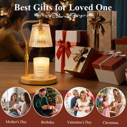 Candle Warmer Lamp - 2/4/8h Timer & Stepless Dimmable Candle Lamp with 3.9ft Cord, Adjustable Height Wax Melt Warmer for 2-6'H Jar Candles, Streamlined Flameless Ambiance Light for Bathroom Bedroom