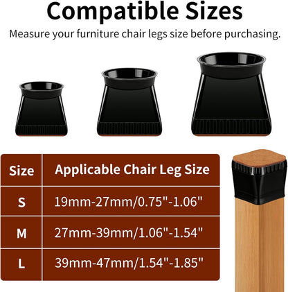Chair Leg Floor Protectors, 24 Pack Silicone Furniture Pads for Hardwood Floors, Anti-Scratch Furniture Sliders Felt Pads, Noise-Reducing Chair Feet Covers, Table Legs Fit Sizes to(1.3" to 1.97")
