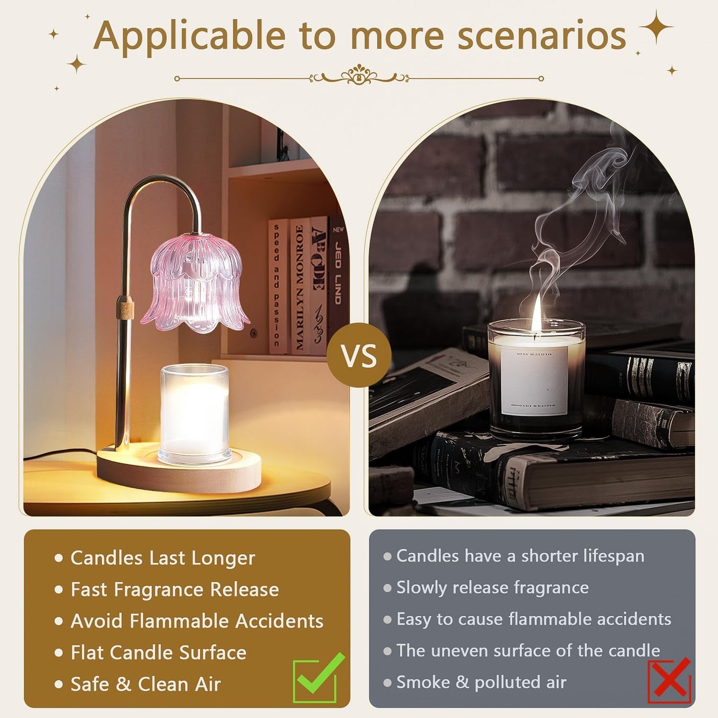 CRMILL Candle Warmer Lamp Electric Timer - Candles Warming Light Height Adjustable Dimmable Warmers Flower Lamps No Flame Heat Warm Melt Wax Jar Modern Home Decor Table Lights for Home Living Bedroom