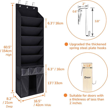 3in1 Over The Door Shoe Organizer with 5 Slanted Compartments,Removable Storage Bin & Transparent Pockets,Thickened Waterproof Oxford Fabric Shoes Rack for Shoes,Boots,Toys,Daily Essentials. (Beige)