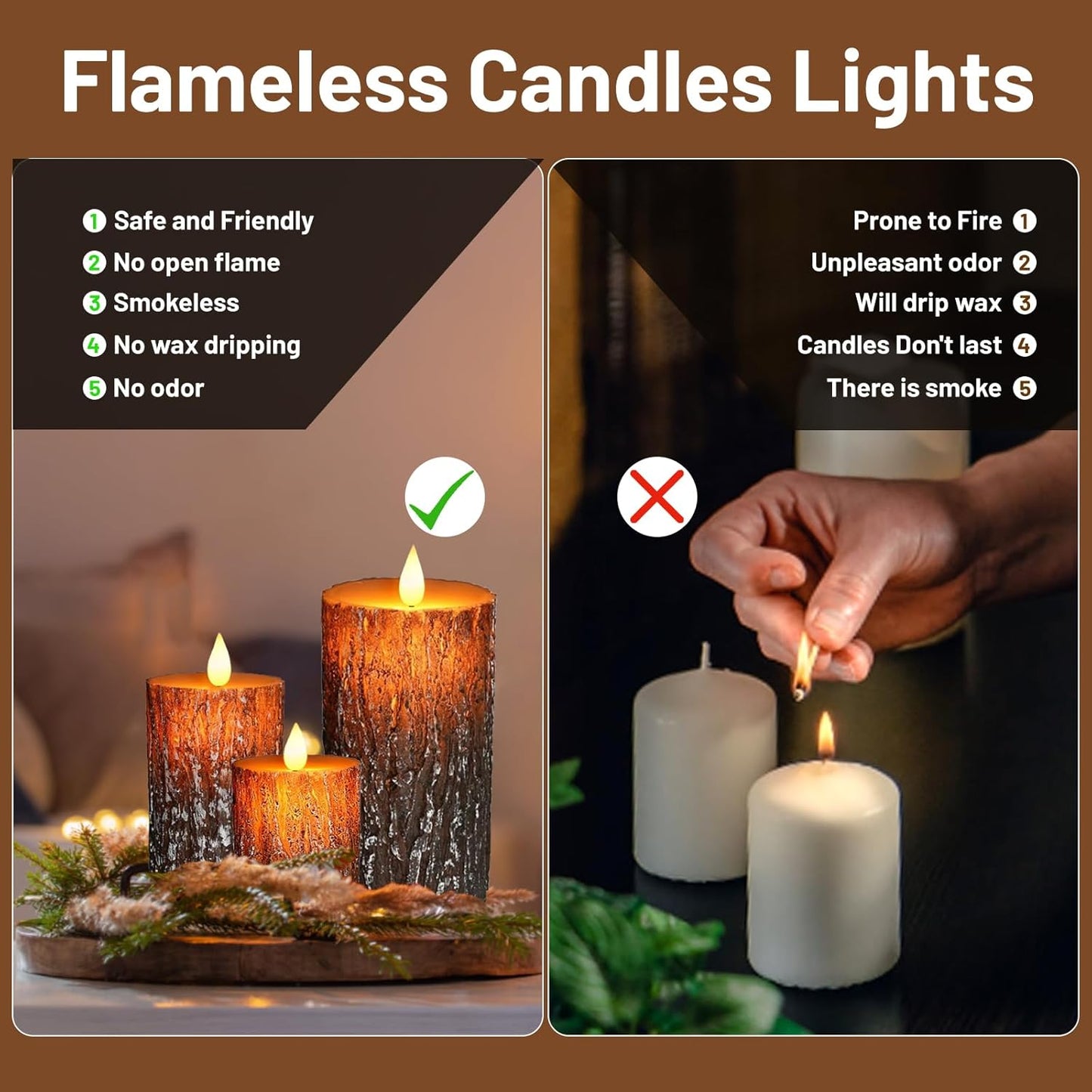 Flameless Candles Lights, Set of 3 Flickering LED Candles with Remote & Timer, Dimmable Electric Pillar Candles Battery Operated, Green Candles for Home St. Patrick’s Day Christmas Decor (Green)