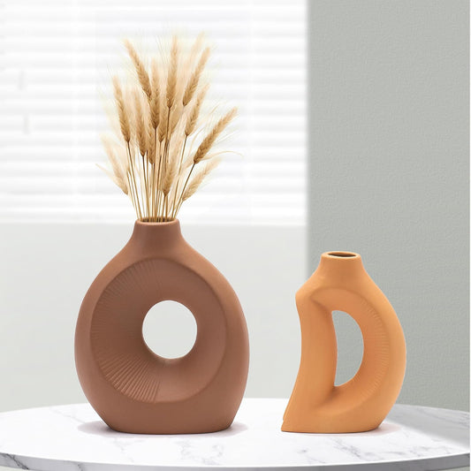 Ceramic Vase Set of 3 Home Decor Modern Farmhouse Style Living Room Ornament Dining Table Room Pottery Small Vases for Dried Flowers Colorful