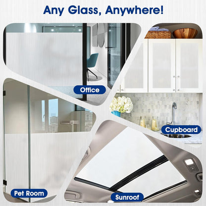 Frosted Window Privacy Film - Brushed Silver Static Cling Glass Film for Bathroom, Day and Night Door Privacy Film Window Cover to Stop Dog Barking, 17.5x78.7 Inch, Pure