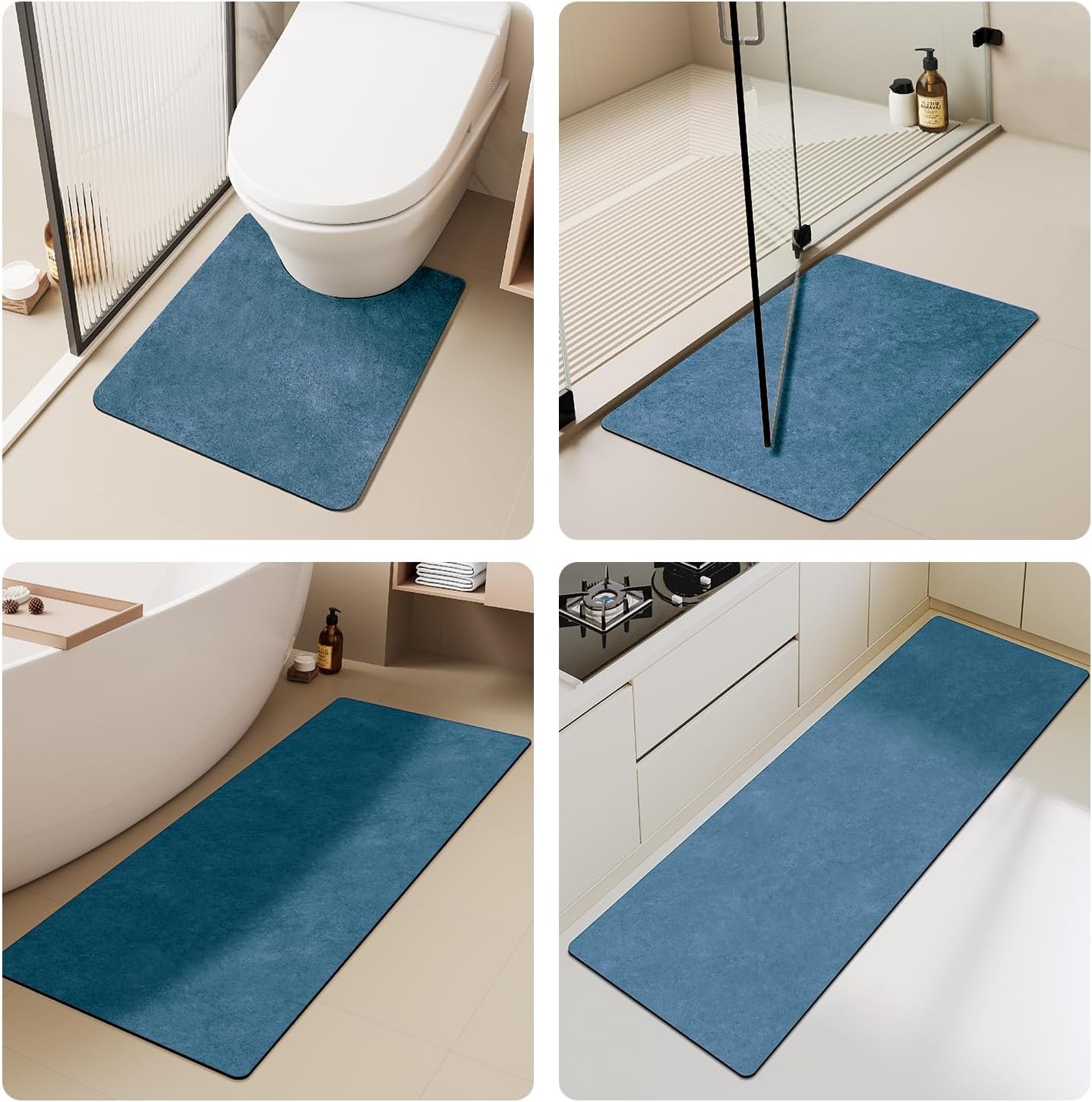 TYUU Bath Mat, Bathroom Rugs Non Slip Washable Thin Absorbent Quick Dry Bath Mat Fits Under Door Bathroom Floor Mat Perfect for Bath, Shower, or Sink 16"x24" Dark Grey