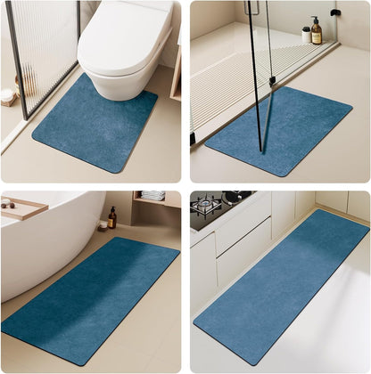 TYUU Bath Mat, Bathroom Rugs Non Slip Washable Thin Absorbent Quick Dry Bath Mat Fits Under Door Bathroom Floor Mat Perfect for Bath, Shower, or Sink 16"x24" Dark Grey