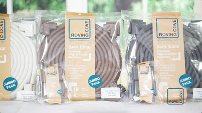 Roving Cove Slimfit Corner Edge Protector for Baby Proofing (Small 15ft Edge 4 Corners), Furniture Safety Bumper Guard, Soft NBR Rubber Foam, 3M Adhesive, Oyster White (Off White)