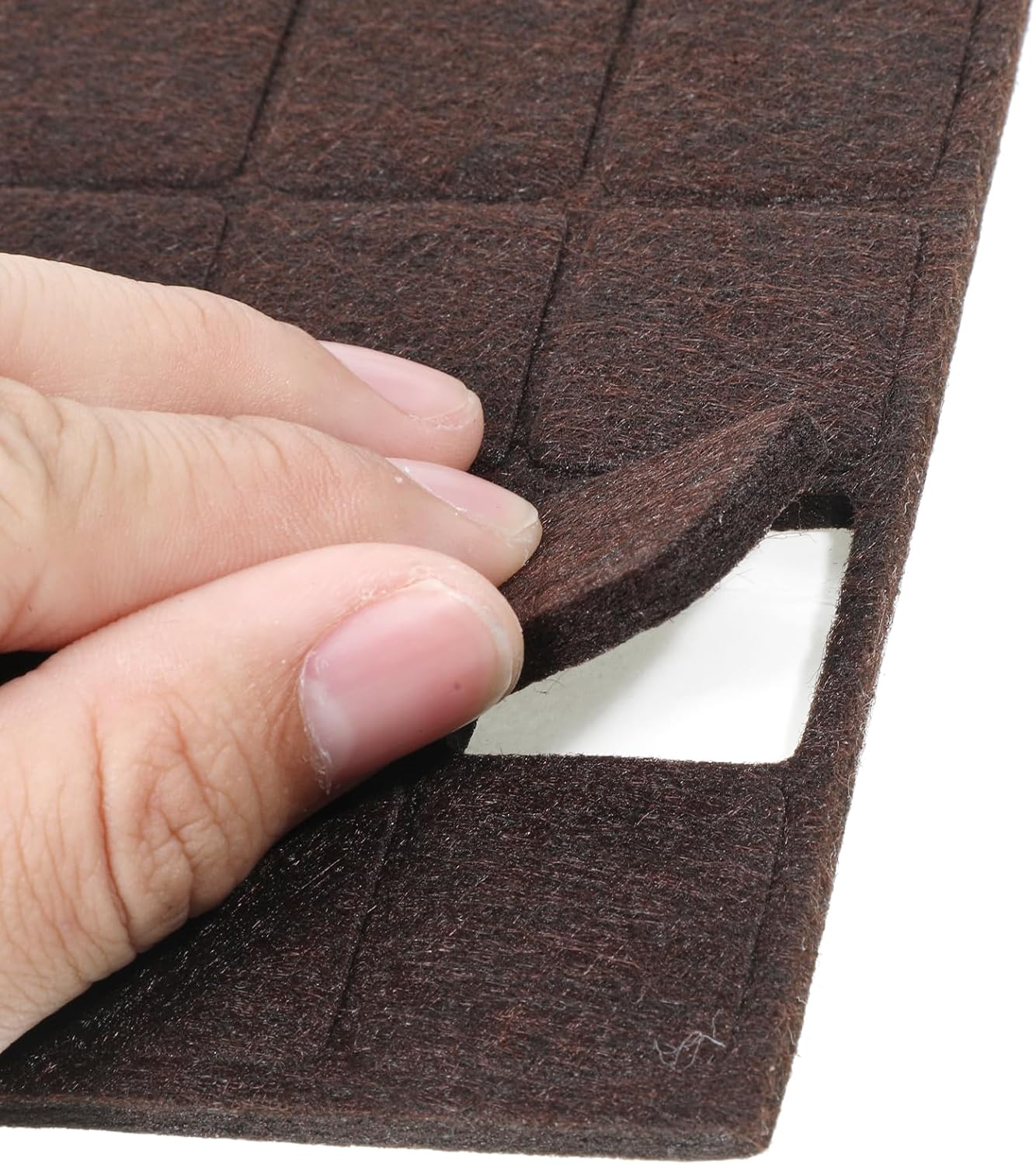 48Pcs Felt Furniture Pads, 1 inch Square Chair Leg Floor Protectors | Self-Adhesive Table Leg Floor Protectors Chair Felt Pads for Hardwood Floors (Brown)